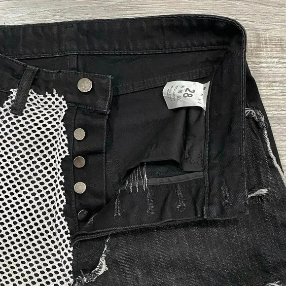 MNML Jeans Mens 28‎ Black Patchwork Distressed Grunge Biker Streetwear Punk - Picture 3 of 13